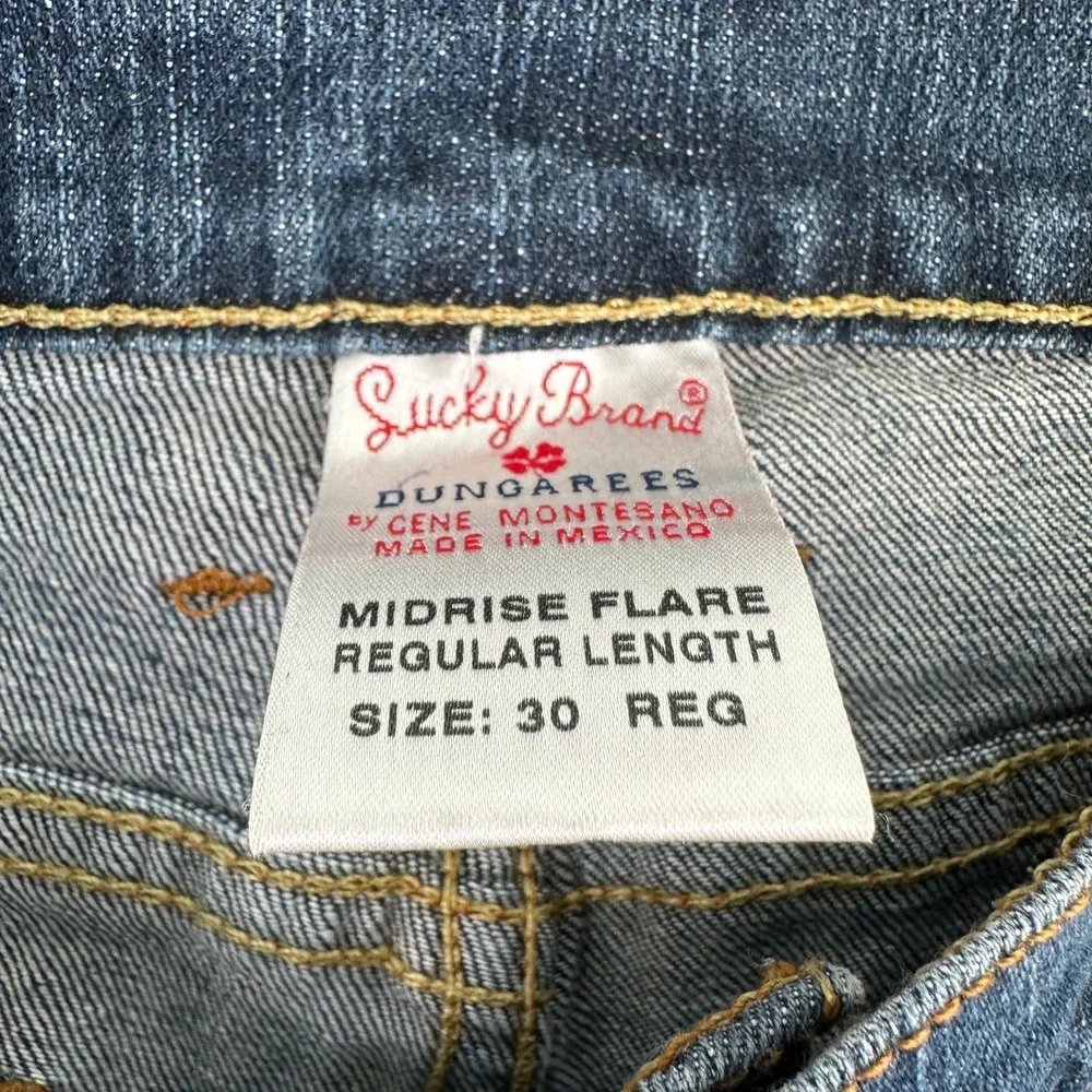 Lucky Brand Jeans Womens 30 Blue Midrise Flare Regular Dungarees Y2K Rodeo Whisk